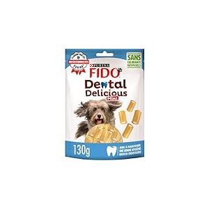 FIDO | DENTAL DELICIOUS MINI | Friandises | Chien Adulte | Riches en Calcium pour des dents solides | Aide à maintenir une bonne hygiène bucco-dentaire | Produit en France | Sachet | Lot de 6 x 130g