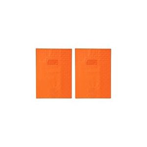 Calligraphe 72418C Un Protège-Cahier Grain Losange Orange - 24x32 cm - 18/100ème avec Porte-Étiquette - PVC Opaque (Lot de 2)