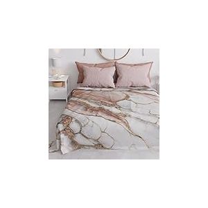 PETTI Artigiani Italiani - Couvre-lit 1 Place et Demie (220x260 cm) Printemps &Eacute;t&eacute;, Parure de Lit 1 Place et Demie, Draps de Lit 1/2 Personnes, Marbre Poudre, 100% Fabriqu&eacute; en Italie