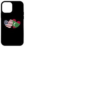 Drapeau américain des Maldives en Forme de cœur avec Double Drapeau américain Coque pour iPhone 12 Mini