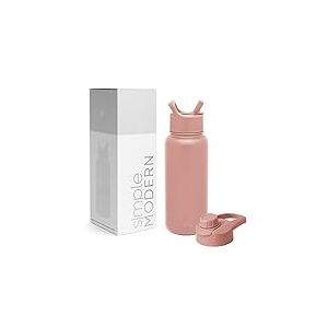 Simple Modern Botella de Agua con Pajita et Couvercle &agrave; Boire d'un Coup | Bouteille Thermos Isol&eacute;e en Acier Inoxydable pour Sports et Gymnase | Summit Collection | 950ml | Mauve Me