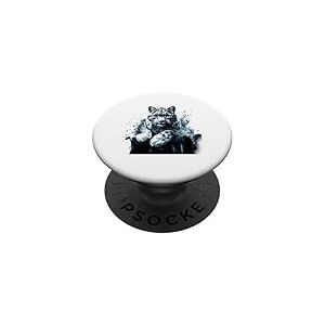 Tête de léopard des neiges, léopard blanc, amateur de léopard des neiges PopSockets PopGrip Adhésif
