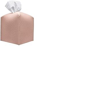 Carrotez Housse de bo&icirc;te &agrave; mouchoirs, [raffin&eacute;] Support de bo&icirc;te &agrave; mouchoirs carr&eacute; en cuir PU moderne &ndash; Support d&eacute;coratif/organisateur pour comptoir de salle de bain, tables de chevet, bureau et voiture 5 x 5 x 5 &ndash; Rose rose