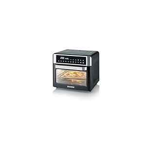 SEVERIN Mini-Four et Friteuse à Air chaud 12 en 1, Four posable 25 L, Mini four Grande capacité Multifonction 2 200 W avec Ecran tactile, Noir/Inox, TO 9579