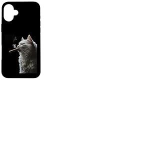 Chat sibérien fume un cigare drôle fumeur de cigare et amoureux des chats Coque pour iPhone 16 Plus