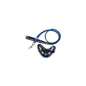 IDC Powair Bundle - Harnais IDC Powair, Taille: 3XS/Baby 1, Bleu + Laisse IDC Powair, Taille: 1,2 m avec poignée et Petit Mousqueton, Bleu