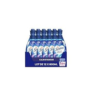 SOUPLINE - Adoucissant Linge Concentr&eacute; 3D Moments Magiques C&acirc;lin d'Amour, Assouplissant Linge Id&eacute;al pour Votre Lessive, Assouplissant Textile Liquide, Soupline Lot de 12x800 ml