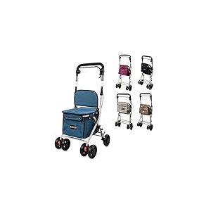 Mobiclinic®, Déambulateur Pliant, Chariot de Courses avec Siège, 21 L, Coliseo, Marque europénne, Levier Unique, Acier, Rembourré, Système Freinage, Sac à Provisions