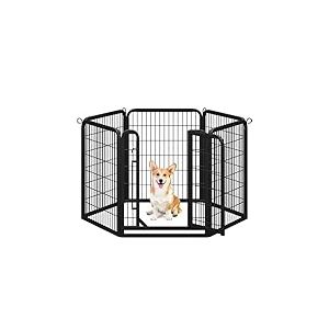 Yaheetech Parc pour Chien Cage pour Chiens 6 Panneaux Enclos en m&eacute;tal Parc &agrave; Chiot Rongeur Lapin Interieur Cl&ocirc;ture Chiots Exterieur 80 cm avec Porte