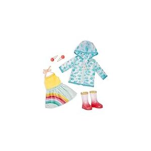 Glitter Girls GG50096Z -Tenue Smile! Rain Or Shine – Robe Arc-en-Ciel, Pinces à Cheveux, Imperméable et Bottes de Pluie – Compatible avec Presque toutes les Poupées de 35,56 cm - Dès 3 ans