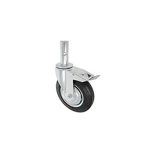 Amig - Roue Échafaudage Mâle - Avec Frein - Ø200 mm - Charge maximale : 200 kg - Noyau Métallique et Bande de Caoutchouc - Roulements à Rouleaux - Spécialement Conçu pour une Utilisation Industrielle
