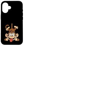 Dr&ocirc;le de Singe Suspendu &agrave; l'envers en tirant la Langue Coque pour iPhone 16