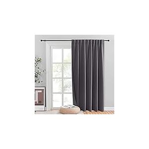 NICETOWN Rideau de Porte coulissante Thermique pour pi&egrave;ce de terrasse &ndash; Store Vertical avec Languette arri&egrave;re et Passe-Tringle &ndash; pour Porte coulissante en Verre &ndash; Gris &ndash; 203,2 x 213,4 cm (l x L)