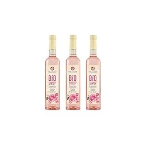 H&ouml;llinger Sirop de fleur de rose biologique, v&eacute;g&eacute;talien, bouteille en verre de 3x500 ml, saveur florale