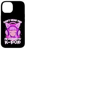 Cute Girl Graphic Tee Can't Hear You I'm Listening to Kpop Coque pour iPhone 14