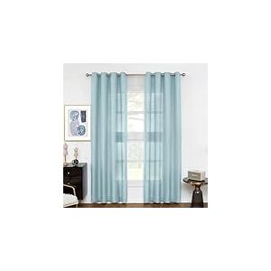 Melodieux Rideaux Semi-Transparents Bleus de 213,4 cm de Long pour Salon, Chambre à Coucher, Rideaux en Lin à œillets, 132,1 x 213,4 cm (2 Panneaux)