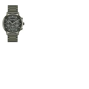 Calvin Klein Montre Analogique Multifunction &agrave; Quartz pour Homme Collection Gauge avec Bracelet en Acier Inoxydable Vert - 25200494