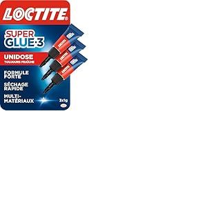 LOCTITE Colles Cyanoacrylates SUPERGLUE-3 Liquide Universal Tube 1g Lot de 3 Blister Bande Cross 72uc
