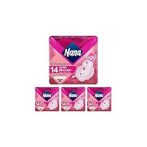 Nana Ultra Régulier Plus Serviettes Hygiéniques Avec Ailettes, 80g (Lot de 4)