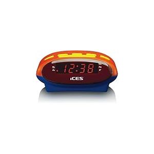 ICES - ICR-210KIDS - Radio-r&eacute;veil pour Enfants - PLL FM - Fonction Snooze - Minuterie de Veille - R&eacute;serve de Marche - Bleu/Orange