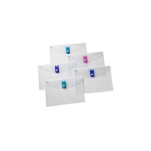 Snopake 15688 Polyfile A4 Popper Wallet File with Electra Colour USB/Memory Stick Pocket Classic Clear (Lot de 5)