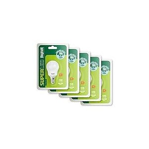 Beghelli - Ampoules LED E14 Lumière Froide 7W, 700lm, 6500K, Lampe Sphérique SUPER LED, Efficace, Facile à Installer, 15000 Heures, Groupe Beghelli - 5 pièces, Couleur : LED