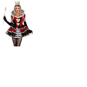 Leg Avenue Reine de cœur 2 pièces, comprend une robe à volants avec col montant, un jupon intégré et une couronne, multicolore, taille XL