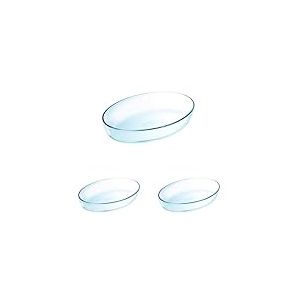 Pyrex - Essentials - Plat à Four Ovale en Verre Transparent 21x13 cm (Lot de 3)