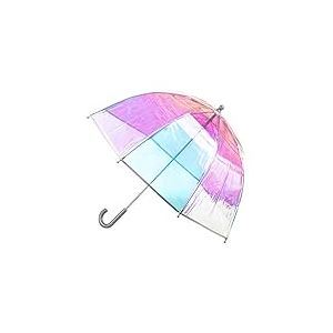 Totes Parapluie transparent à bulles pour adultes et enfants avec auvent en dôme, design léger, parapluie de protection contre le vent et la pluie, Multicolore iridescent, Kids - 38" Canopy, Parapluie