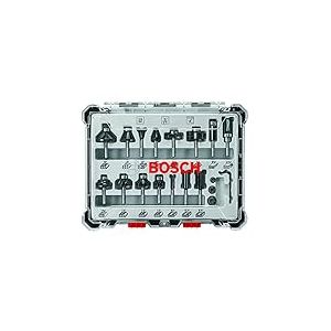 BOSCH RBS015MBS 15-Piece (Universally Compatible Accessory) Carbide-Tipped Wood Router Bit Assorted Set