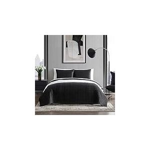 Vera Wang - Parure de lit pour Grand lit, Parure de lit Design Comprenant des taies d'oreiller, décoration d'intérieur en Velours Toutes Saisons (Noir Diamant, Grand lit)