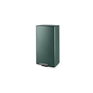 Tower Poubelle rectangulaire à pédale T838020FOR de 40 L, fabriquée en acier au carbone solide et durable, seau intérieur, compartiment filtre à charbon, vert forêt