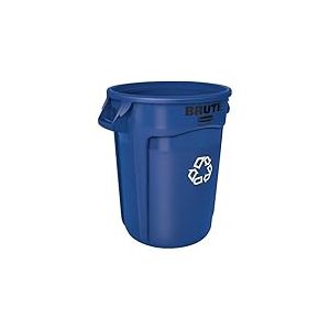 Rubbermaid Commercial Products BRUTE Conteneur Recyclage, 121 L Bleu – Bac Rond Avec Canaux De Ventilation Pour Tri Sélectif En Milieu Professionnel – FG263273BLUE