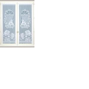 Homemaison Paire de Vitrages Droits à Franges, Polyester, Blanc, 220x60 cm