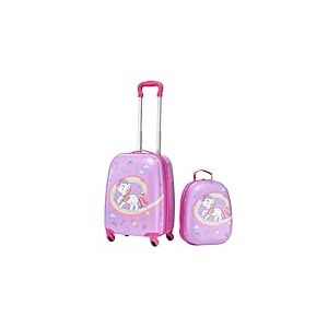 VEVOR Valise Enfant 32x23x45 cm Bagage Enfant 2 PCS avec Valise Cabine &agrave; roulettes Pivotantes pour Enfants Fille Gar&ccedil;on et Sac &agrave; Dos Coque Rigide Motif Licorne, Approuv&eacute;e par Compagnies A&eacute;riennes
