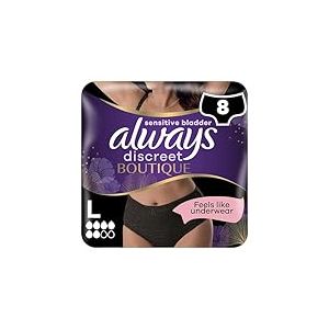 Always Lot de 8 pantalons d'incontinence Discreet Boutique pour femmes, taille L, grande taille