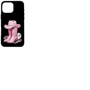 Bottes de Cowgirl Roses avec Strass et Boule Miroir pour Femmes et Filles Coque pour iPhone 16 Pro Max