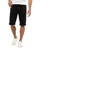 JP 1880 Homme Grandes Tailles Bermuda en Jean, Taille élastiquée, Coton Noir 58 708366 10-58