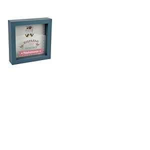 Tirelire de Mariage en Cadre Motif Floral 16 x 16 cm, Bleu