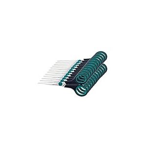 Westcott E-30250 00 Lot de 12 paires de ciseaux à manche en plastique doux Noir/bleu 14 cm