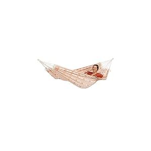 AMAZONAS Carioca Hamac XXL Coral Jacquard Surface de couchage 250 x 175 cm pour 2 personnes jusqu'à 200 kg en rouge naturel clair en coton recyclé doux très stable Look élégant tissé à la main (Coral)