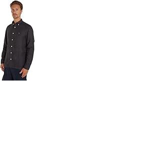 Tommy Hilfiger Chemise Homme Chemise en Lin, Noir (Black), S