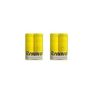 Renova Papier Hygi&eacute;nique Black Label Jaune|6 rouleaux|Color&eacute;s|3 plis jaune (Lot de 2)