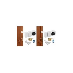 KOTARBAU&reg; Serrure Suppl&eacute;mentaire 50/60 mm Blanche Verrou de Porte avec Cylindre Fermetures Diverses (Lot de 2)