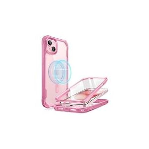 i-Blason AresMag Coque intégrale Antichoc Transparente Antichoc avec Protecteur d'écran intégré pour iPhone 15/14/13 (6,1"), Rose