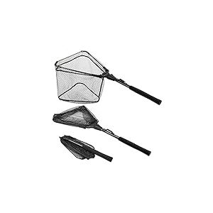 PLUSINNO Épuisette de pêche, poignée télescopique Pliable et Pliable, Maille en Nylon Durable, pour Attraper ou relâcher Les Poissons en Toute sécurité