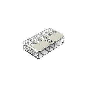 WAGO Borne de Raccordement Compact, pour tous Types de Conducteurs, pour Applications Ex E, Max. 6 mm², 5 Conducteurs, avec Leviers, Couleur Du Boîtier Transparent, Temp. de Fonctionnement Max. 105 °C
