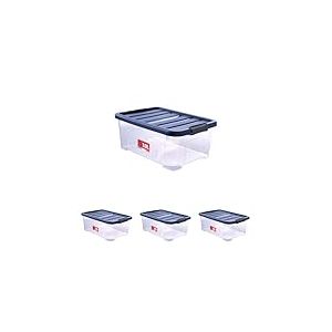 Sundis Wave Box, bo&icirc;te de rangement avec couvercle clipsable 10l, en plastique transparent, superposable et empilable, id&eacute;ale pour la chambre, le dressing, les chaussures, le bureau, le bricolage