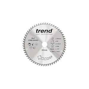 Trend Lame de scie circulaire Wood, diamètre 260 mm, alésage 30 mm, 60 dents, trait de scie 2,3 mm, crochet +10°, TCT, finition fine, CSB/26060