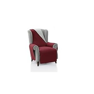 FAVERTI&reg; Requena Housse de Fauteuil rembourr&eacute;e 1 Place &ndash; 55 cm (Assise) | Rouge/Gris Clair r&eacute;versible | Protection Compatible avec fauteuils de Relaxation et Oreilles | Toile Lavable | Fabriqu&eacute; en